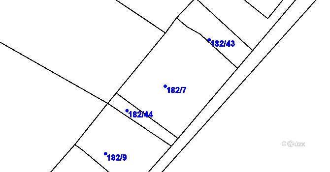 Parcela st. 182/7 v KÚ Větrušice u Klecan, Katastrální mapa