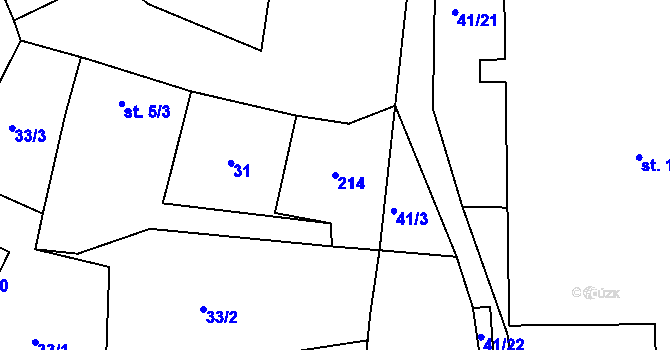 Parcela st. 214 v KÚ Větrušice u Klecan, Katastrální mapa