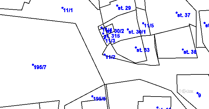 Parcela st. 11/2 v KÚ Větrušice u Klecan, Katastrální mapa