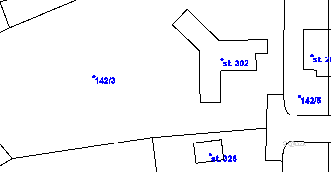 Parcela st. 142/4 v KÚ Větrušice u Klecan, Katastrální mapa