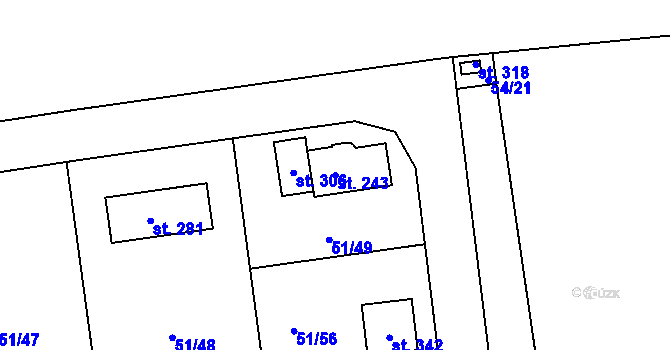 Parcela st. 243 v KÚ Větrušice u Klecan, Katastrální mapa