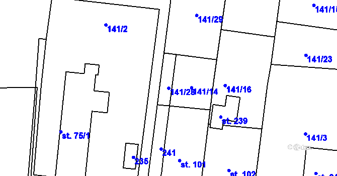 Parcela st. 141/28 v KÚ Větrušice u Klecan, Katastrální mapa