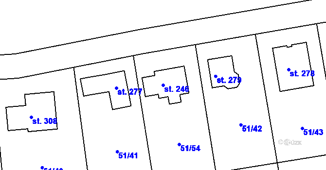 Parcela st. 246 v KÚ Větrušice u Klecan, Katastrální mapa
