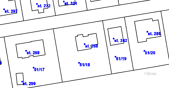 Parcela st. 268 v KÚ Větrušice u Klecan, Katastrální mapa