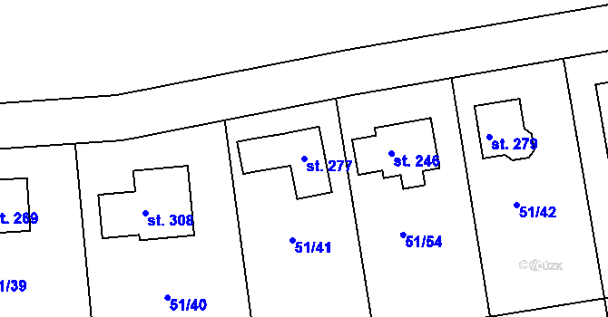 Parcela st. 277 v KÚ Větrušice u Klecan, Katastrální mapa