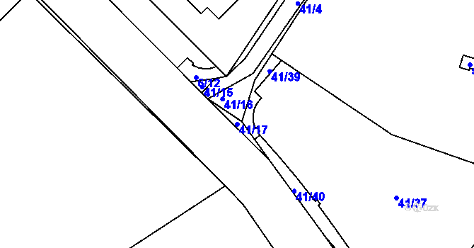 Parcela st. 41/17 v KÚ Větrušice u Klecan, Katastrální mapa