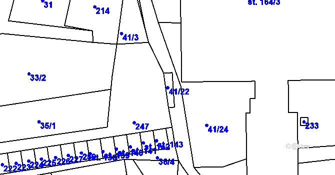 Parcela st. 41/22 v KÚ Větrušice u Klecan, Katastrální mapa