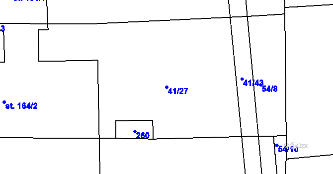 Parcela st. 41/27 v KÚ Větrušice u Klecan, Katastrální mapa