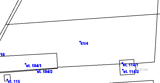 Parcela st. 61/4 v KÚ Větrušice u Klecan, Katastrální mapa