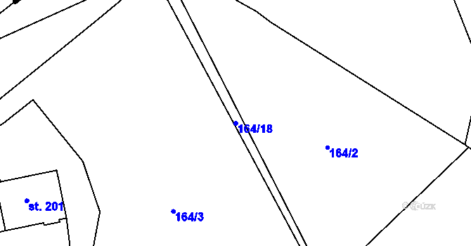 Parcela st. 164/18 v KÚ Větrušice u Klecan, Katastrální mapa