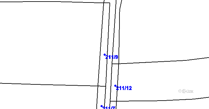 Parcela st. 211/9 v KÚ Větrušice u Klecan, Katastrální mapa