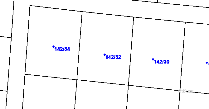Parcela st. 142/32 v KÚ Větrušice u Klecan, Katastrální mapa