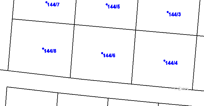 Parcela st. 144/6 v KÚ Větrušice u Klecan, Katastrální mapa
