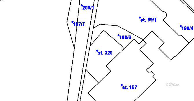 Parcela st. 320 v KÚ Větrušice u Klecan, Katastrální mapa