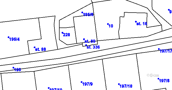 Parcela st. 336 v KÚ Větrušice u Klecan, Katastrální mapa