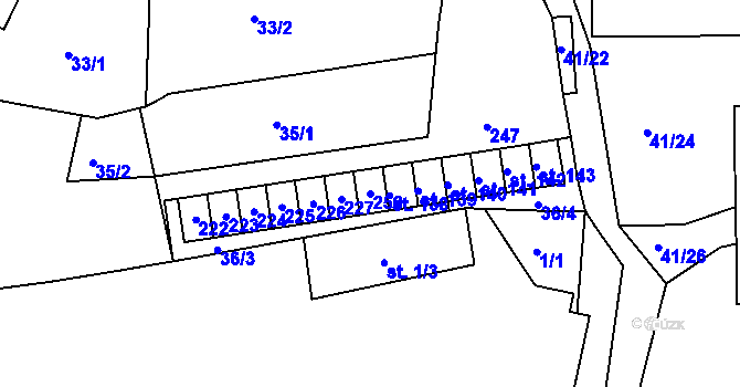 Parcela st. 259 v KÚ Větrušice u Klecan, Katastrální mapa
