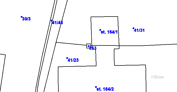 Parcela st. 263 v KÚ Větrušice u Klecan, Katastrální mapa