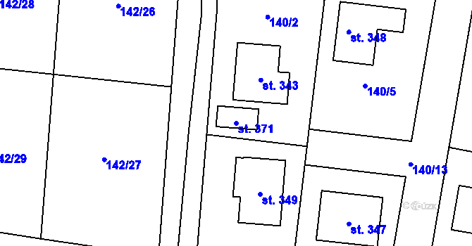 Parcela st. 371 v KÚ Větrušice u Klecan, Katastrální mapa