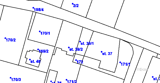 Parcela st. 39/1 v KÚ Jelenice, Katastrální mapa