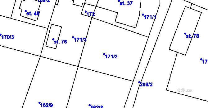 Parcela st. 171/2 v KÚ Jelenice, Katastrální mapa