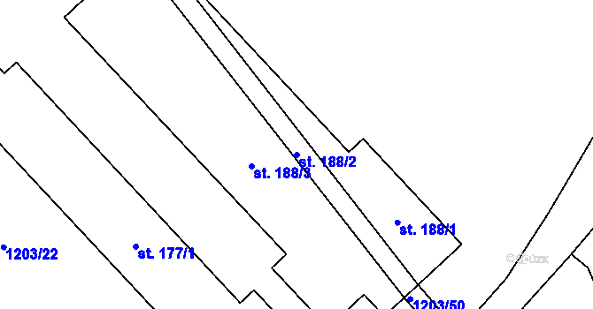 Parcela st. 188/2 v KÚ Větřkovice u Vítkova, Katastrální mapa