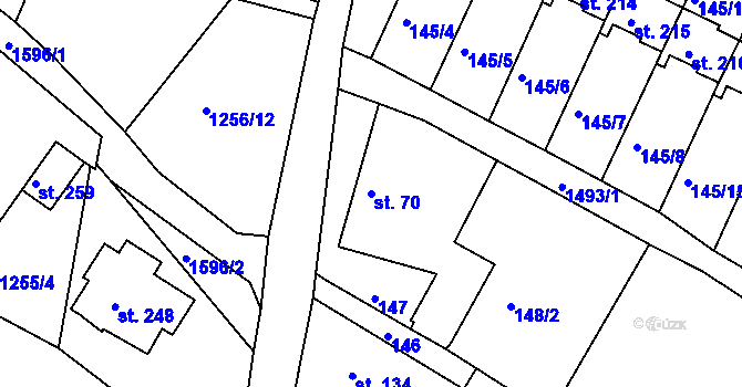 Parcela st. 70 v KÚ Větřkovice u Vítkova, Katastrální mapa