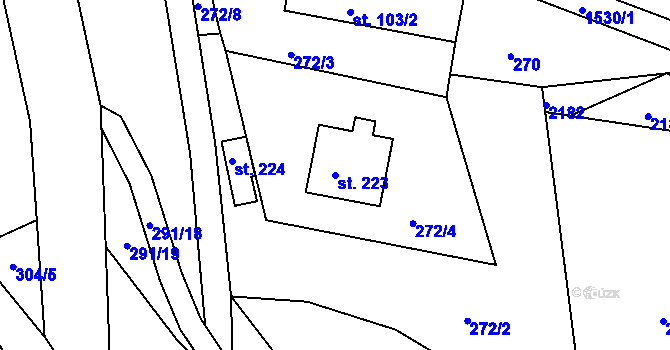Parcela st. 223 v KÚ Větřkovice u Vítkova, Katastrální mapa