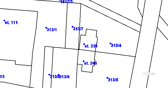 Parcela st. 239 v KÚ Větřkovice u Vítkova, Katastrální mapa