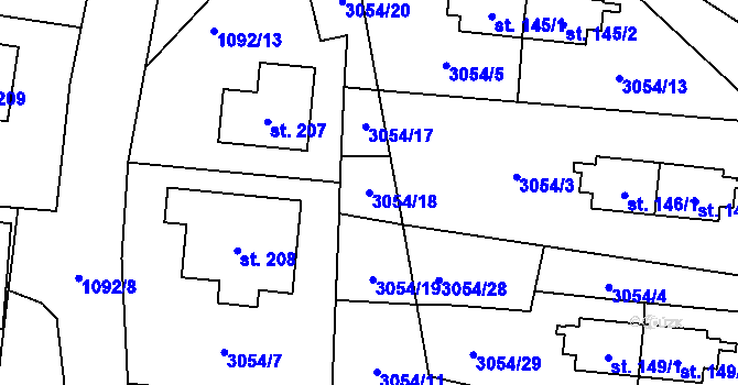 Parcela st. 3054/18 v KÚ Bohdalovice u Větřní, Katastrální mapa