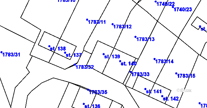 Parcela st. 139 v KÚ Bohdalovice u Větřní, Katastrální mapa