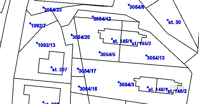 Parcela st. 3054/5 v KÚ Bohdalovice u Větřní, Katastrální mapa
