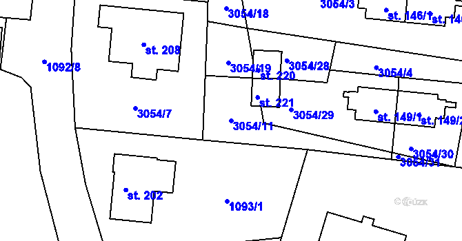 Parcela st. 3054/11 v KÚ Bohdalovice u Větřní, Katastrální mapa