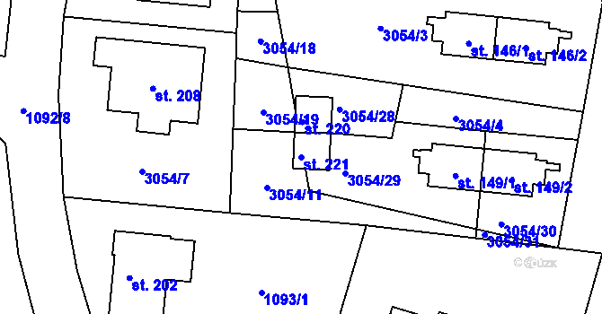 Parcela st. 221 v KÚ Bohdalovice u Větřní, Katastrální mapa