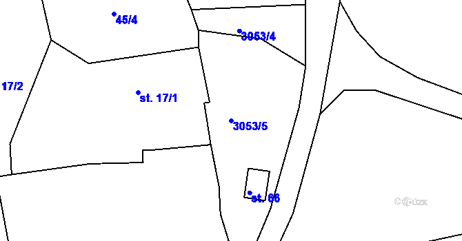 Parcela st. 3053/5 v KÚ Hašlovice, Katastrální mapa