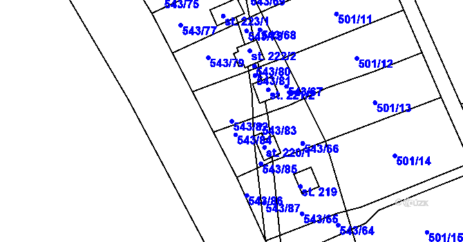 Parcela st. 543/82 v KÚ Hašlovice, Katastrální mapa