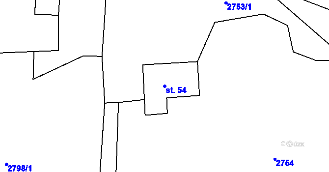 Parcela st. 54 v KÚ Hašlovice, Katastrální mapa