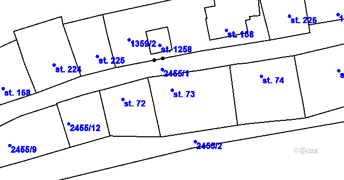 Parcela st. 73 v KÚ Hašlovice, Katastrální mapa