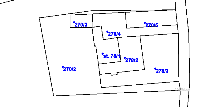 Parcela st. 78/1 v KÚ Hašlovice, Katastrální mapa