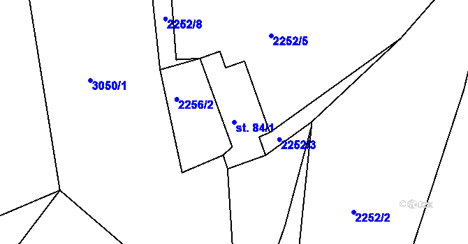 Parcela st. 84/1 v KÚ Hašlovice, Katastrální mapa