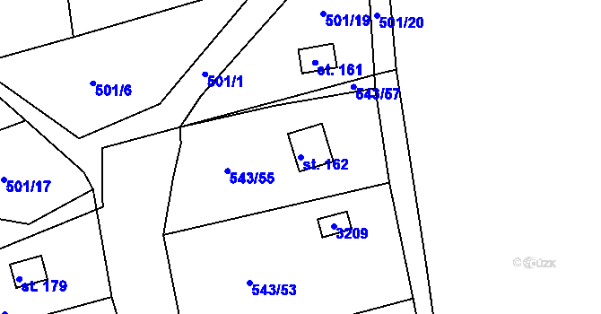 Parcela st. 162 v KÚ Hašlovice, Katastrální mapa