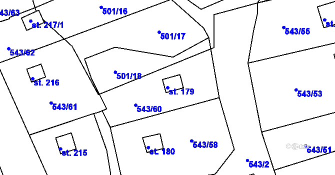 Parcela st. 179 v KÚ Hašlovice, Katastrální mapa