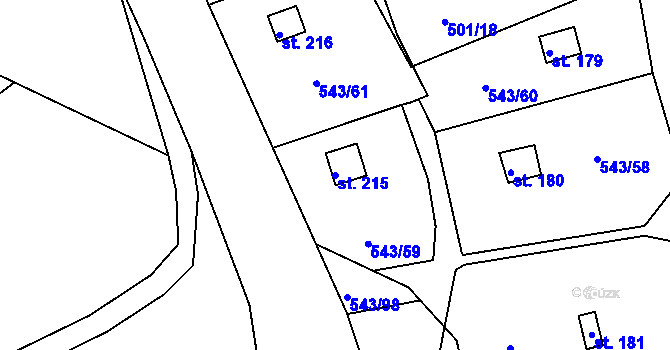 Parcela st. 215 v KÚ Hašlovice, Katastrální mapa