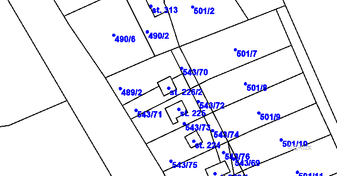 Parcela st. 226/2 v KÚ Hašlovice, Katastrální mapa