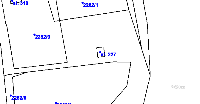Parcela st. 227 v KÚ Hašlovice, Katastrální mapa