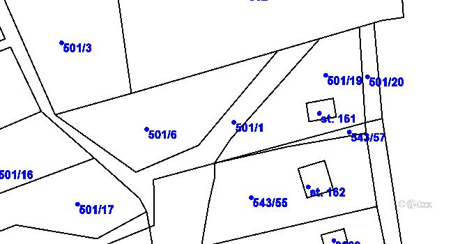 Parcela st. 501/1 v KÚ Hašlovice, Katastrální mapa