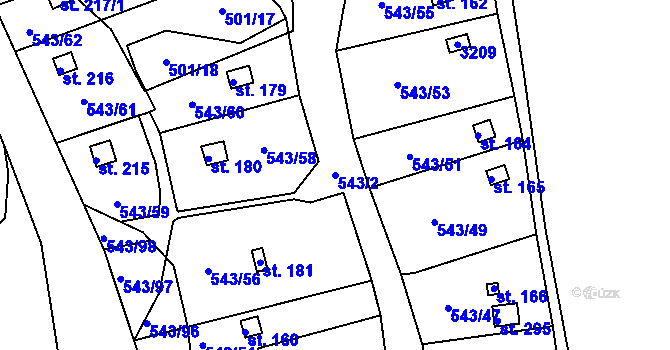 Parcela st. 543/2 v KÚ Hašlovice, Katastrální mapa
