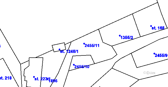 Parcela st. 2455/11 v KÚ Hašlovice, Katastrální mapa