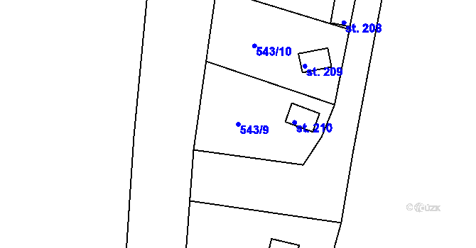 Parcela st. 543/9 v KÚ Hašlovice, Katastrální mapa