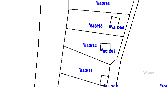 Parcela st. 543/12 v KÚ Hašlovice, Katastrální mapa