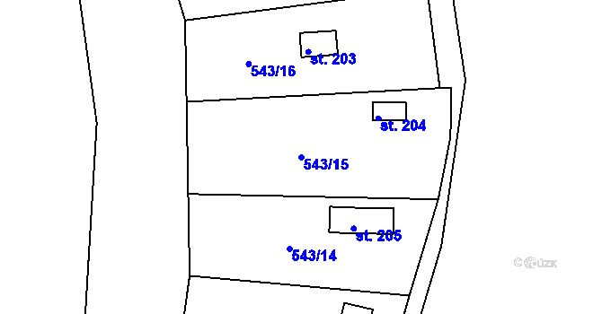 Parcela st. 543/15 v KÚ Hašlovice, Katastrální mapa